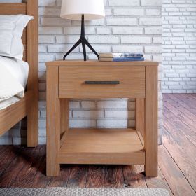 Farmhouse Rustic Pine Wood 1-Drawer Nightstand Bedside Table
