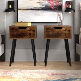 Set of 2 - Modern Mid-Century Farmhouse Bedroom Nightstand End Table