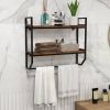 Wall Mounted Over Toilet 2-Shelf Bathroom Shelving Unit with Towel Bar