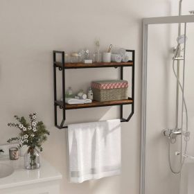 Wall Mounted Over Toilet 2-Shelf Bathroom Shelving Unit with Towel Bar
