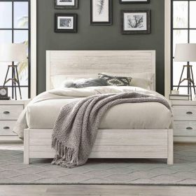FarmHome Off White Solid Pine Platform Bed in Queen Size