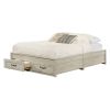 Queen Farmhouse Platform Bed with Storage Drawers in Off-White Wood Finish