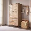 Farm Home Louvered Distressed Driftwood Solid Pine Armoire