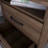 Modern 2-Drawer Nightstand Bedside Table in Brown Walnut Wood Finish