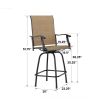 Brown Metal Outdoor Swivel Bar Stools with Sling Fabric - Set of 2