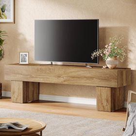 Farmhouse 63-inch TV Stand Entertainment Center in Light Brown Wood Finish