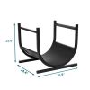 Modern Classic Black Steel Firewood Rack Log Holder for Indoor or Outdoor Use