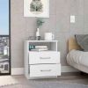 Modern 2-Drawer Nightstand with Open Shelf in White Wood Finish