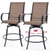 Set of 2 - Brown Outdoor Swivel Bar Stools with High Back