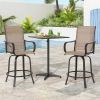 Set of 2 - Brown Outdoor Swivel Bar Stools with High Back