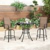 Set of 2 - Brown Outdoor Swivel Bar Stools with High Back
