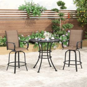 Set of 2 - Brown Outdoor Swivel Bar Stools with High Back