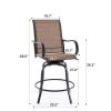 Set of 2 - Brown Outdoor Swivel Bar Stools with High Back