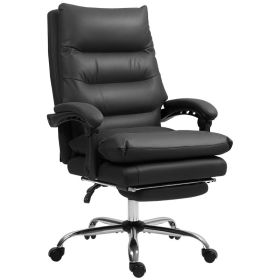 Massage Office Chair with Heat Function, Computer Desk Chair with Footrest Swivel Wheels, Black