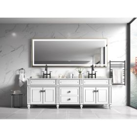 118 X 36 Inch LED Bathroom Mirror With Aluminum Frame, Wall Mounted Vanity Mirror, Anti-Fog, Memory, 3 Colors, Stepless Dimmable