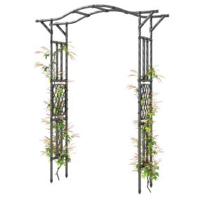 Garden Arch, PE-Coated Steel Garden Arch Trellis with Extended Top, Black