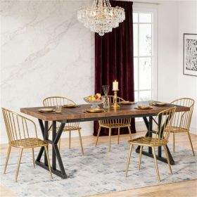 Wooden dining table, rectangular dining table with metal legs, kitchen dining table, suitable for living room and dining room