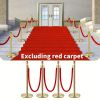 7-piece set, 4PCS gold pole+3PCS red velvet hanging rope, Ball Top Posts, Solid Stainless Steel Base, Ideal Crowd Control Barriers for Red Carpet Eve