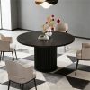 Round dining table, wooden kitchen dining table, dining table with metal base, suitable for kitchen and living room