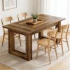 Dining table, rectangular dining table, kitchen dining table, with a sturdy wooden square base