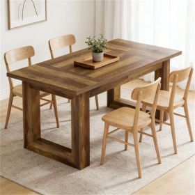 Dining table, rectangular dining table, kitchen dining table, with a sturdy wooden square base