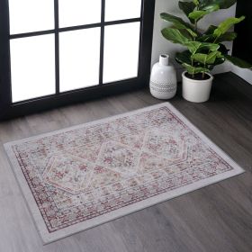 Naar 2x3 Beige Area Rug, Machine Washable Area Rugs, Low-Pile, Non-Slip, Non-Shedding, Foldable, Kid & Pet Friendly - Area Rugs for living room, bedr