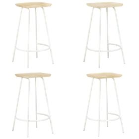 Bar Stool Set of 4 Bleached wood and white