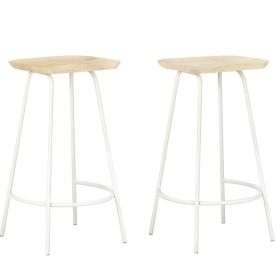 Bar Stool Set of 2 Bleached wood, White