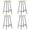 Bar Stool Set of 4 Bleached wood, Black Solid mango wood, Iron