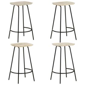 Bar Stool Set of 4 Bleached wood, Black Solid mango wood, Iron
