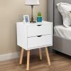 Simple And Modern White Cabinet; Wood ;Two Drawers; Bedside Table