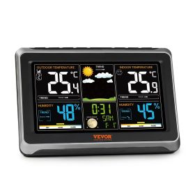 VEVOR Weather Station Indoor Outdoor, 7.5 in Color Display, Wireless Digital Home Weather Station, with Sensor Atomic Clock Adjustable Backlight Fore