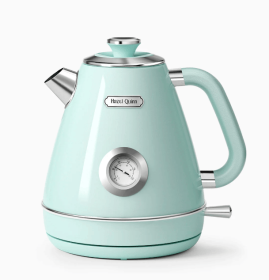 1200W Electric kettle SUS304 food grade pearl white 1.7L meter dial thermometer flower watermark painting process fast boiling rope without BPA a