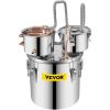 VEVOR Alcohol Still, 5 Gallon, Stainless Steel Alcohol Distiller with Copper Tube & Build-in Thermometer & Water Pump, Double Thumper Keg Home Brewin