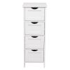 Bathroom Storage Cabinet Sleek 4 Drawer White Wooden Organizer Durable P2 MDF Easy Assembly with Hardware Kit Ideal for Bathroom and Bedroom Decor