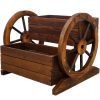 Wooden Wagon Planter Box, Garden Planter with Wheels,Decorative Planter for Flowers Herbs Vegetables for Indoor & Outdoor DÃ©cor,Wooden Flower Cart fo