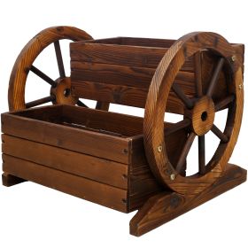 Wooden Wagon Planter Box, Garden Planter with Wheels,Decorative Planter for Flowers Herbs Vegetables for Indoor & Outdoor DÃ©cor,Wooden Flower Cart fo
