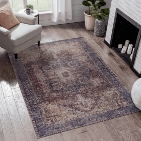 LOOM & LUXE 5x8 Area Rugs for Living Room, Washable Rug, Low-Pile, Non-Slip, Non-Shedding, Foldable, Kid & Pet Friendly - Area Rugs for living room,