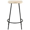 Bar Stool Set of 2 Bleached wood and black metal
