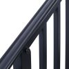 Handrails for Outdoor Steps, Fit 2 or 3 Steps Outdoor Stair Railing, Picket#2 Wrought Iron Handrail, Flexible Porch Railing, Black Transitional Handr