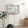 5-Tier White Display Cabinet with Glass Doors & Adjustable Shelves, Wall-Mounted