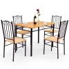 5 Pieces Dining Set Wooden Table and 4 Cushioned Chairs