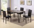 Furniture 5 Piece Metal Dinette Set with Faux Marble Top - Black; dinning set; table&4 chairs
