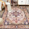 Area Rug 6x9 Vintage Bohemia Large Persian Non-slip Washable Rug For Living Room Kitchen Bedroom Living Room Flower Design Blue/Gold