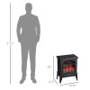 HOMCOM Electric Fireplace Heater, Freestanding Fireplace Stove with Realistic Flames Overheating Protection 750W/1500W, Black