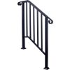 Handrails for Outdoor Steps, Fit 2 or 3 Steps Outdoor Stair Railing, Picket#2 Wrought Iron Handrail, Flexible Porch Railing, Black Transitional Handr