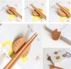 Wooden Cat Chopstick Holder Cute Home Decorative Spoon Fork Knife Stand Rest, 6Pcs