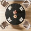 Round dining table, wooden kitchen dining table, dining table with metal base, suitable for kitchen and living room