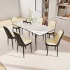 47"-63" expandable dining table set for 2-6 people, equipped with PU fabric thick cushioned dining chair and an elegant and spacious dining table , k