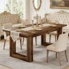 Dining table, rectangular dining table, kitchen dining table, with a sturdy wooden square base